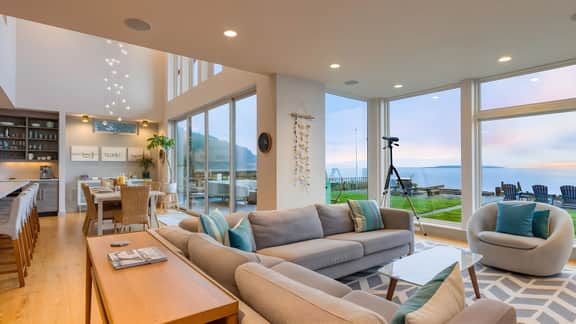 Chic Whidbey Island Waterfront Home w/ Hot Tub, Firepits + Views