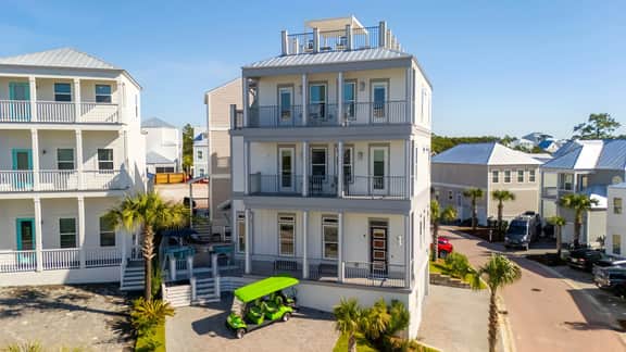 Gulf-View Retreat w/ Rooftop Deck + Private Pool + Golf Cart | Villa Anesi by AvantStay