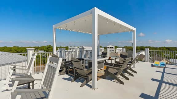 Gulf-View Retreat w/ Rooftop Deck + Private Pool + Golf Cart | Villa Anesi by AvantStay