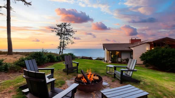 Oceanfront Home w/ Outdoor Dining, 2 Firepits + Steps to Beach | Salish Sea Escape by AvantStay