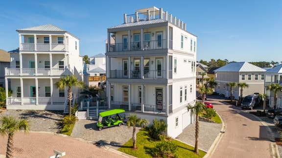 Gulf-View Retreat w/ Rooftop Deck + Private Pool + Golf Cart | Villa Anesi by AvantStay