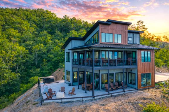 Luxury Cabin w/ 180 Views, Hot Tub & Firepit Near Dollywood & Nat'l Park | Bird's-Eye View by AvantStay